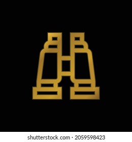 Binoculars gold plated metalic icon or logo vector