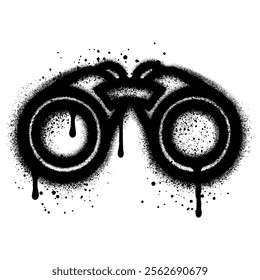 binoculars graffiti with black spray paint. vector illustration.