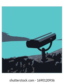 obras gráficas binoculares preparadas para observar el mar