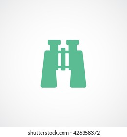 Binoculars Green Flat Icon On White Background