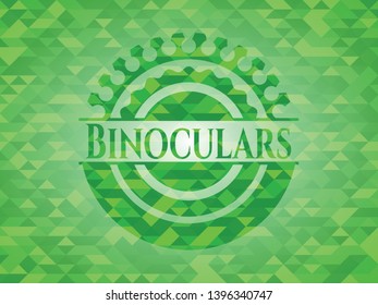 Binoculars green mosaic emblem. Vector Illustration. Detailed.