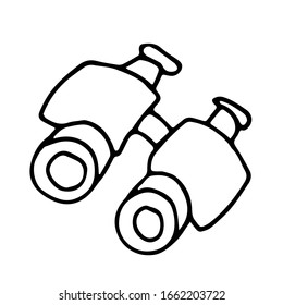 Binoculars hand drawn outline doodle icon. Optical and spy equipment, search, watch or hiking, camping concept. Vector sketch illustration for print, web, mobile and infographics on white background.