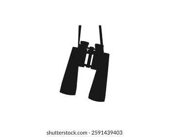 Binoculars hanging silhouette icon. Flat vector icon for web and mobile applications. Binoculars hanging around the neck. silhouette on a white background.