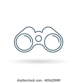 Binoculars icon. Binocular symbol. Optical instrument sign. Thin line icon on white background. Vector illustration.