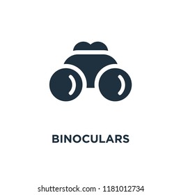 Binoculars icon. Black filled vector illustration. Binoculars symbol on white background. Can be used in web and mobile.