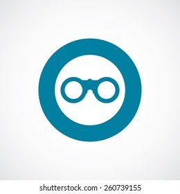 binoculars icon bold blue circle border, white background  