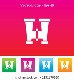 Binoculars Icon in Colored Square box. eps-10