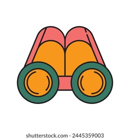 Binoculars Icon Design. with a simple line and color illustration design