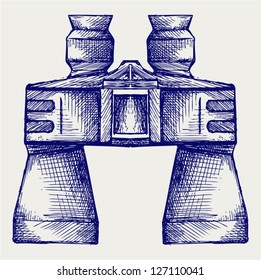 Binoculars Icon. Doodle style