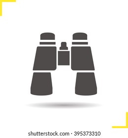 Binoculars icon. Drop shadow silhouette symbol. Tourist's equipment. Find symbol. Vector isolated illustration