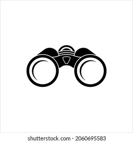 Binoculars Icon, Field Glasses, Side By Side And Aligned Two Telescopes For Viewing Distant Objects Vector Art Illustration