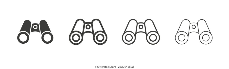 Binoculars icon in fill and three stroke sizes