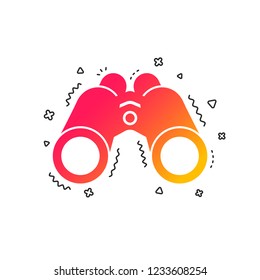 Binoculars icon. Find software sign. Spy equipment symbol. Colorful geometric shapes. Gradient Binoculars icon design.  Vector
