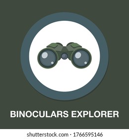 Binoculars icon. Find software sign. Spy equipment symbol. Classic flat binoculars icon