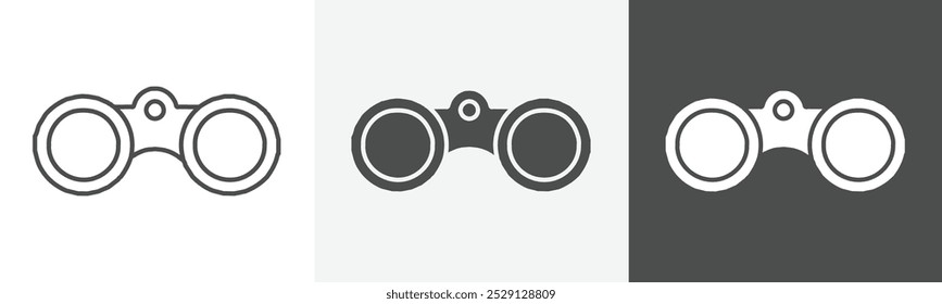 icono de binoculares arte plano en conjunto de contorno