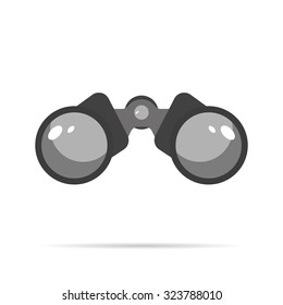 Binoculars Icon Flat design with shadow  blue circle