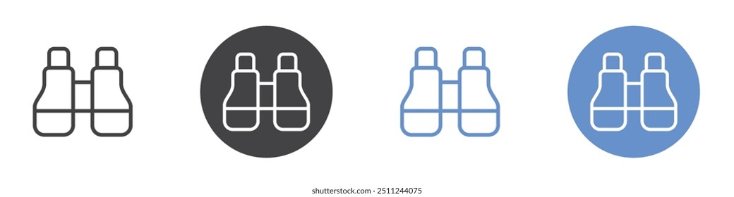 Binoculars icon Flat set in black and white color