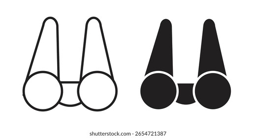 Binoculars icon. Flat and stroke versions. Graphic elements.
