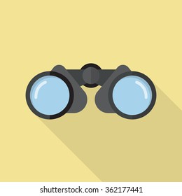 Binoculars icon flat style with long shadow