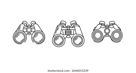 Icono de los binoculares en estilo plano – Ilustración vectorial del equipo óptico