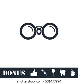 Binoculars icon flat. Vector illustration symbol and bonus pictogram