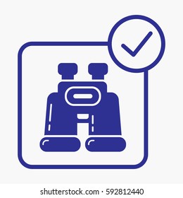 Binoculars Icon. Graphic Illustration Flat Isolated Vector Symbol Blue Color