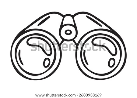 Binoculars icon, hand drawn doodle, line art, monochrome, hand drawn. Vector illustration.