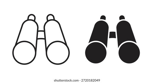 Ícone binóculos no design de linha. Vetor de ícone simples