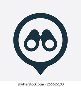 binoculars icon map pin on white background
