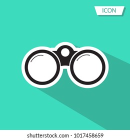 binoculars icon on green background.