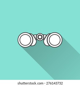 Binoculars icon on a green background. Vector illustration, flat design.