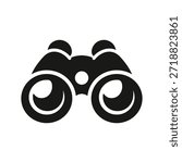 Binoculars icon. Optical device for observation and vision symbol. Zoom and magnification equipment illustration for search, scouting, and lookout concepts.