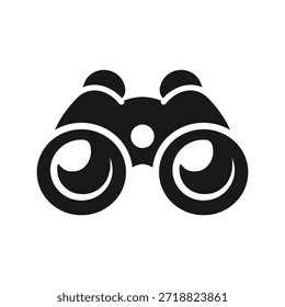 Icono de binoculares. Dispositivo óptico para observación y símbolo de visión. Ilustración del equipo de zoom y aumento para conceptos de búsqueda, exploración y observación.