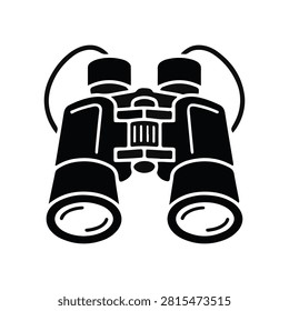 Binoculars icon, optical equipment for observation and adventure, vector silhouette.