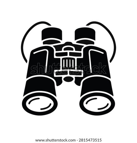 Binoculars icon, optical equipment for observation and adventure, vector silhouette.