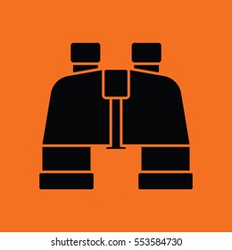 Binoculars  icon. Orange background with black. Vector illustration.