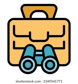 Binoculars icon outline vector. Training staff. Business office color flat