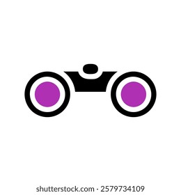 Binoculars Icon With Purple Lenses On White Background