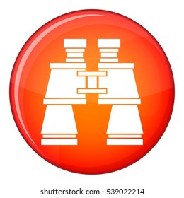 Binoculars icon in red circle isolated on white background vector illustration