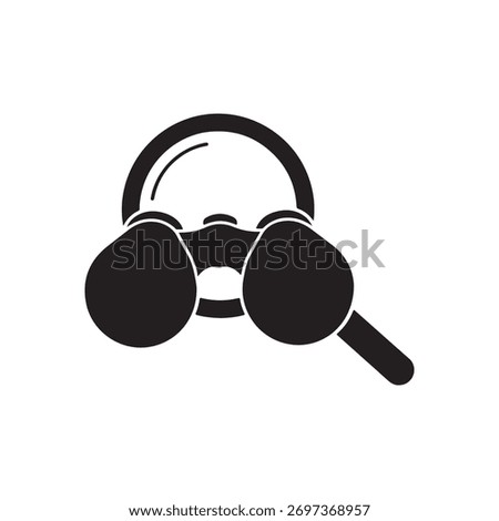 Binoculars icon. Search icon. Attribute of the army and navy. Symbol of observation or magnification. Reconnaissance device.
