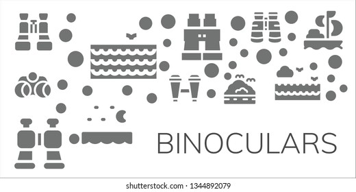 binoculars icon set. 11 filled binoculars icons.  Simple modern icons about  - Binoculars, Sea, Sailing