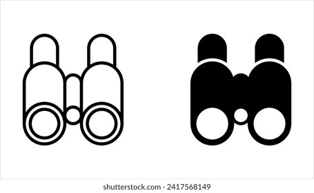 binoculars icon set. black on a white background.