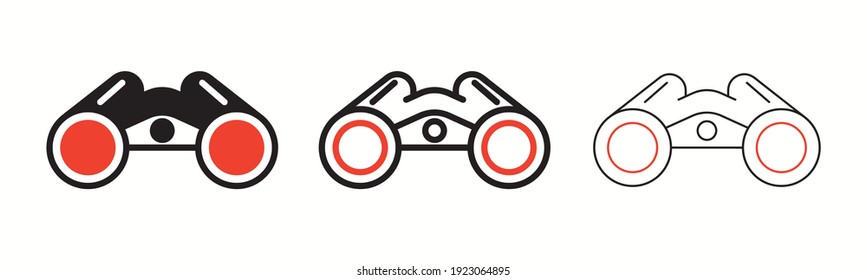 Binoculars icon set. Binoculars line icon, outline vector sign, linear style pictogram isolated on white. Colorful binoculars set. Editable Stroke. Logo, web.