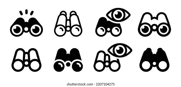 Binoculars icon set. Vector illustration.