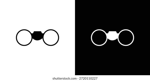Ícone binóculos ilustrações gráficas planas simples. Vetor de silhueta preto e branco