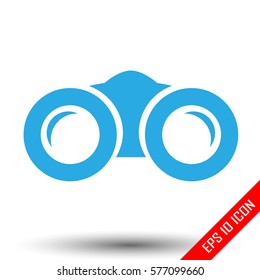 Binoculars icon. Simple flat logo of binoculars isolated on white background. Vector illustration.