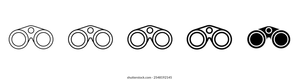 icono de binoculares Conjunto de logotipo de línea delgada simple