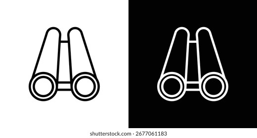Icono de binoculares. Línea delgada simple, Vectores de contorno