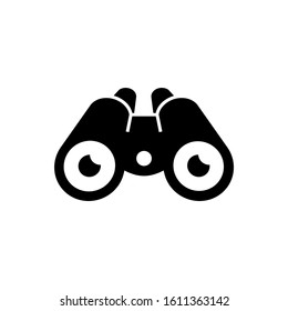 binoculars icon template, Traffic warning symbol vector sign in black flat shape design on white background