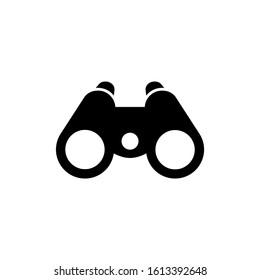 binoculars icon template, Traffic warning symbol vector sign in black flat shape design on white background